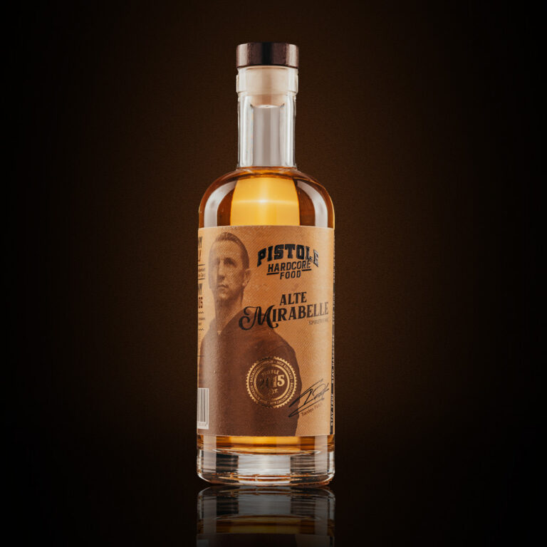 Pistole Hardcore-Food Spirituose Alte Mirabelle