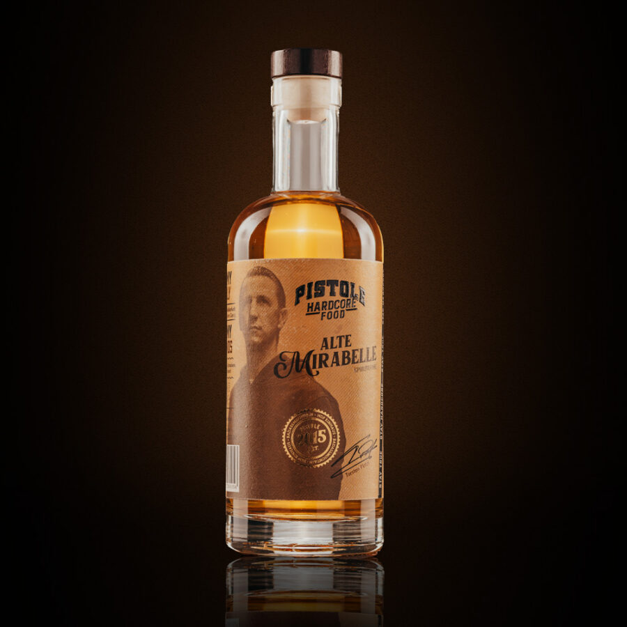 Pistole Hardcore-Food Spirituose Alte Mirabelle