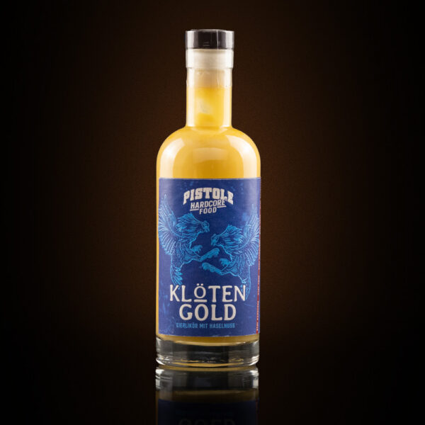 Pistole Hardcore-Food Eierlikör mit Haseluss Klötengold