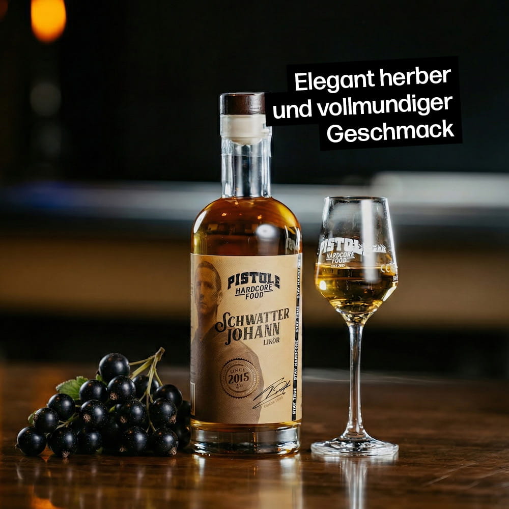 Schwarze Johannisbeer Likör mit elegant herbem und vollmundigem Geschmack