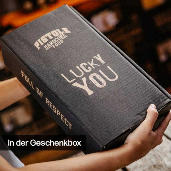 Pistole Hardcore-Food Geschenkset Verpackung von außen