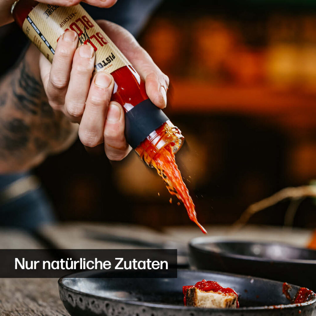 Pistole Hardcore-Food Blood for Blood Ketchup aus natürlichen Zutaten