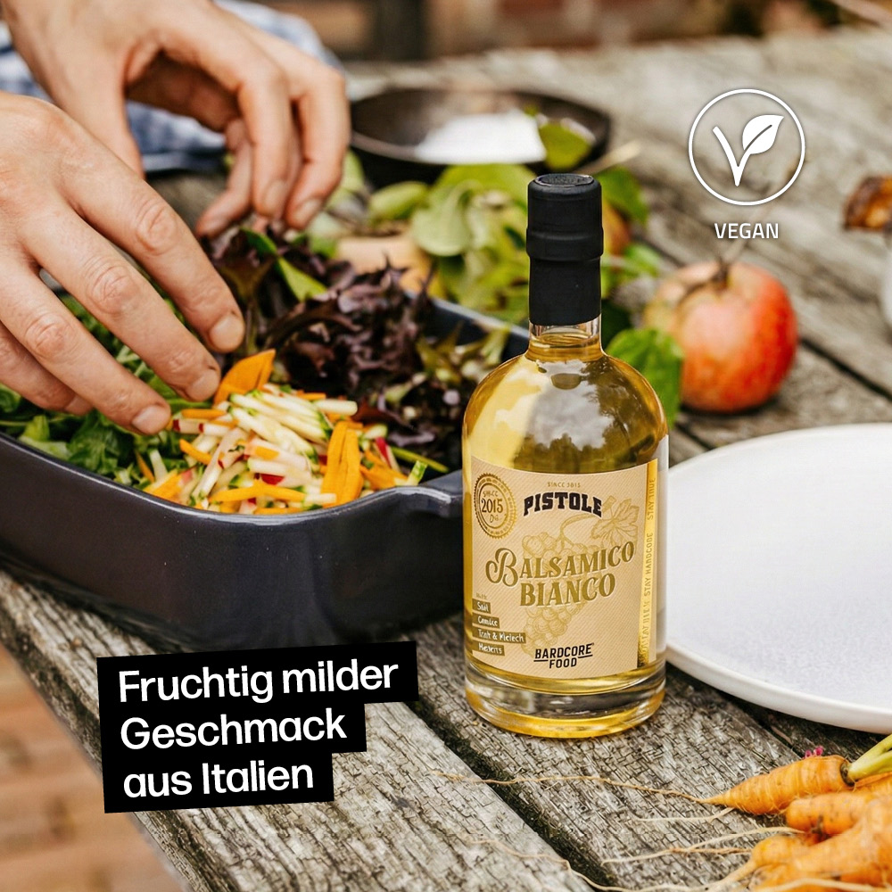 Balsamico Bianco mit fruchtig mildem Geschmack aus Italien