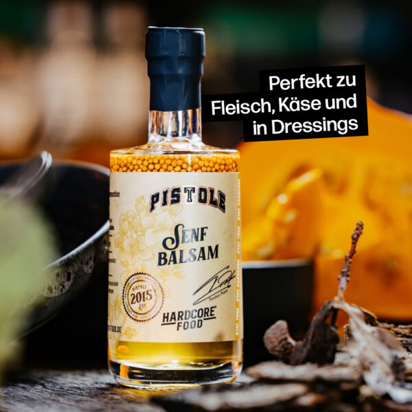 Senf Balsamessig ist perfekt zu Fleisch, Käse und in Dressings