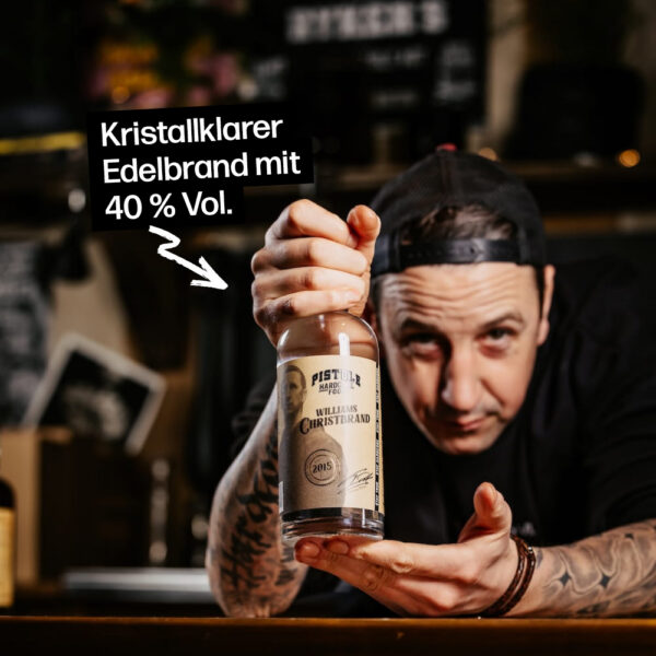 Williams Christbrand ist ein kristallklarer Edelbrand mit 40% Vol.