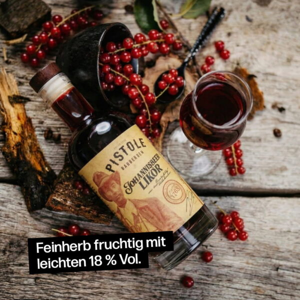 Feinherb fruchtiger Johannisbeer Likör mit leichten 18% Vol. Alkohol